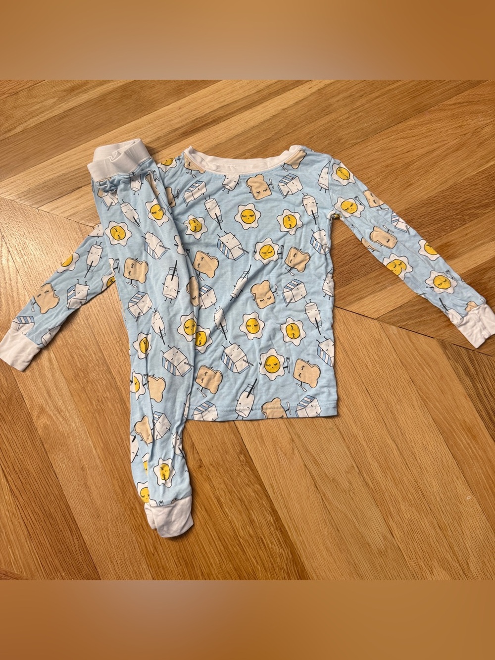 3T Little Sleepies Blue Breakfast long sleeve bamboo
